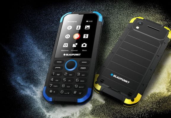Blaupunkt Sand, odolný tlačítkový telefon, voděodolný, nárazuvzdorný, nerozbitný, protiskluzový, odolný