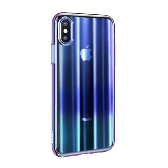 BASEUS Aurora Series stínovaný ochranný kryt pro Apple iPhone X/XS, čirý - modrý, WIAPIPHX-JG03