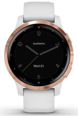 Chytré hodinky Garmin vivoactive 4S, smart watch, pokročilé, zdravotní funkce, tep, dech, menstruační cyklus, pitný režim, metabolismus, kalorie, vzdálenosti, kroky, aktivita, odpočinek, spánek