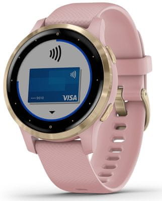 Chytré hodinky Garmin vivoactive 4S, bezkontaktní placení, platby, hudební přehrávač, spotify, deezer, detekce nehody, notifikace z telefonu