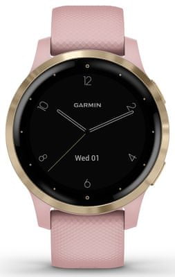 Chytré hodinky Garmin vivoactive 4S, smart watch, pokročilé, zdravotní funkce, tep, dech, menstruační cyklus, pitný režim, metabolismus, kalorie, vzdálenosti, kroky, aktivita, odpočinek, spánek
