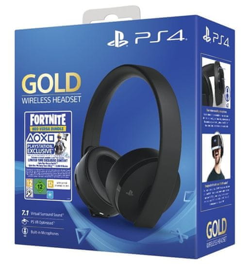 Sony PS4 Gold/Black Wireless headset, černá + Fortnite 2000 V Bucks