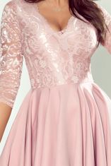 Numoco Dámské krajkové šaty Nicolle pudrová růžová 3XL