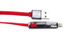 REMAX King-Kong micro-USB propojovací kabel 2v1 1m červený AA-1088