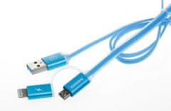 REMAX AURORA propojovací micro-USB kabel 2v1 1m modrý AA-1145