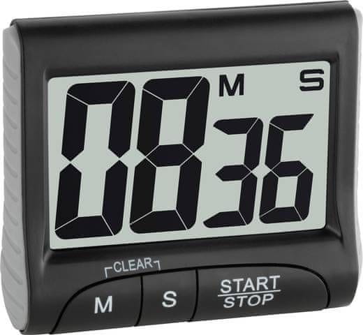 TFA 38.2021.01 digitální časovač a stopky s paměťovou funkcí, černý