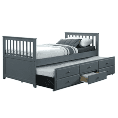 KONDELA Rozkládací postel s přistýlkou Austin New 90 - šedá