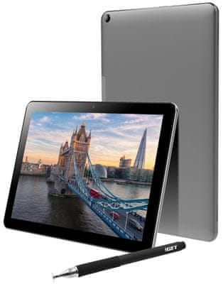 Tablet iGet SMART W102, Wi-Fi, štíhlý, kompaktní rozměry, velký displej, GPS, dlouhá výdrž baterie, odemykání obličejem, Android 9