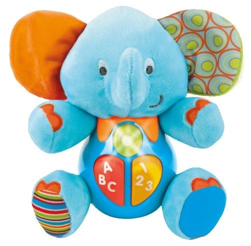 Mikro hračky Slon 18 cm sedící se světlem a zvukem modrý