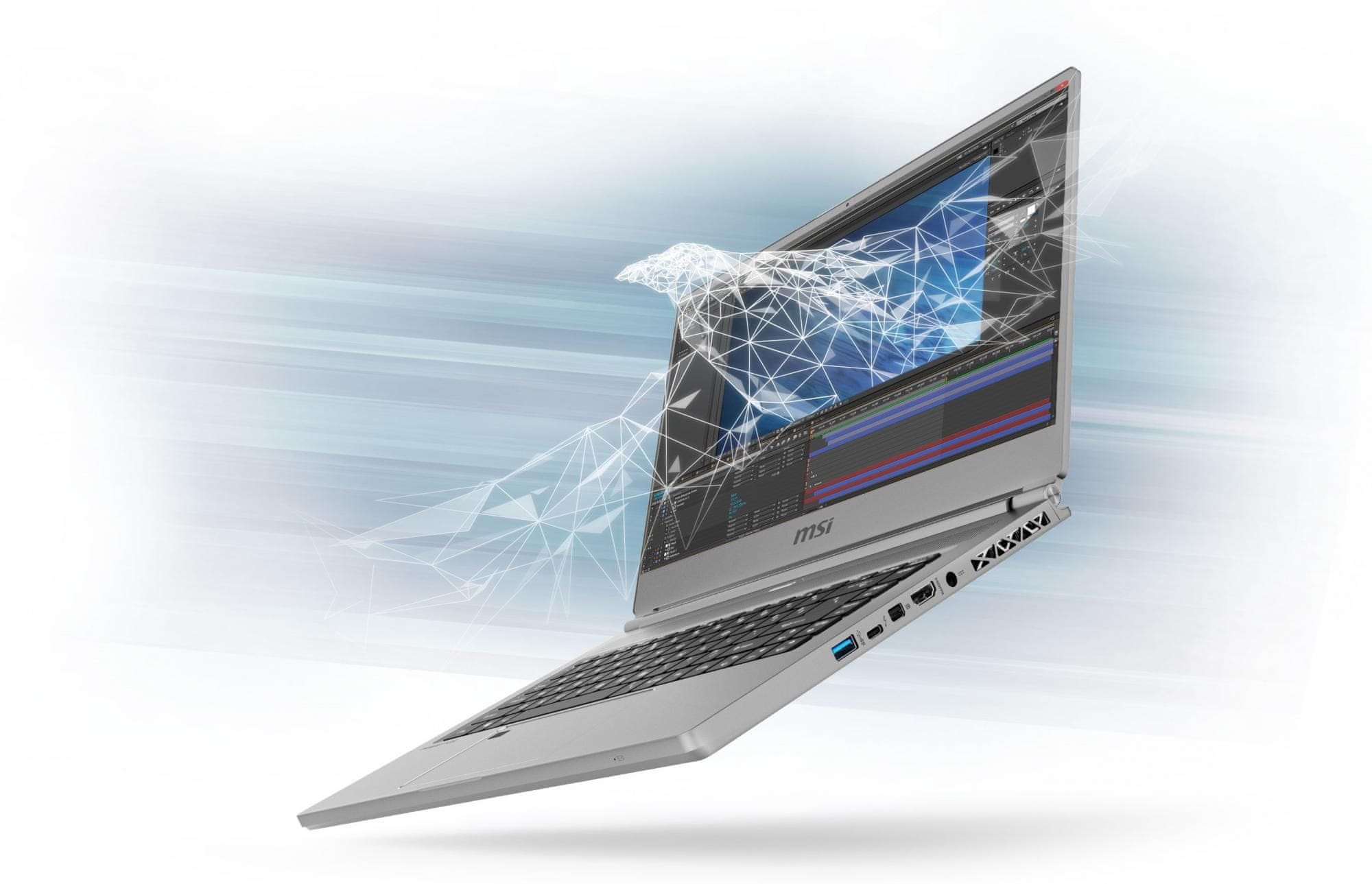 herní Notebook  MSI P65 Creator 9SF-1277CZ stříbrná Full HD procesor Intel Core i9-9880H 15,6 palců