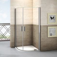 H K Čtvrtkruhová sprchová zástěna LUREN S2 90 cm, čiré sklo, R550 včetně sprchové vaničky z litého mramoru