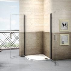 H K Čtvrtkruhová sprchová zástěna LUREN S2 90 cm, čiré sklo, R550 včetně sprchové vaničky z litého mramoru