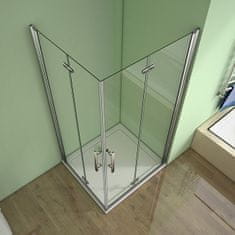 H K Čtvercový sprchový kout MELODY R909, 90x90 cm se zalamovacími dveřmi včetně sprchové vaničky z litého mramoru