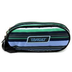 Target Školní penál , Dvoukomorový, zeleno-modro-šedé pruhy