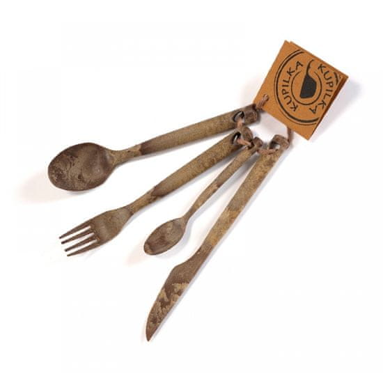 Kupilka 30250251 CUTLERY Fork, knife, spoon, lžička Brown - hnědý kempinkový příbor