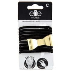 Elite Models Gumičkové náramky 2v1 , 10ks, černé s mašlí, průměr 6,5cm