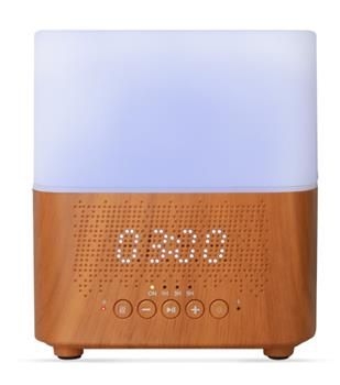 Aromacare Samaya light, ultrazvukový aroma difuzér s hodinami a BT repro, sv. dřevo, 300 ml