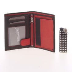 Bellugio Módní barevná pánská kožená peněženka Giacomo černá/červená