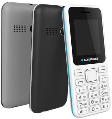 Blaupunkt FS 04, tlačítkový telefon, kovový, atraktivní design, dlouhá výdrž, jednoduché ovládání, levný dostupný telefon, FM rádio, velký displej