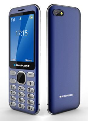 Blaupunkt FL 02, tlačítkový telefon, kovový, atraktivní design, dlouhá výdrž, jednoduché ovládání, levný dostupný telefon, FM rádio, velký displej