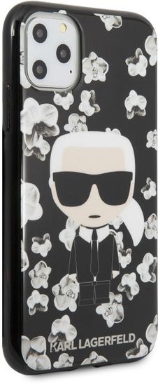 Karl Lagerfeld TPU Flower Kryt pro iPhone 11 Pro Max Black (EU Blister), KLHCN65FLFBBK
