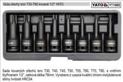 YATO  Zástrčné hlavice TORX T30-T80 gola ořechy sada 8 kusů kované