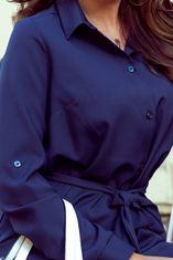 Numoco Dámské košilové šaty Kingolet tmavě modrá M