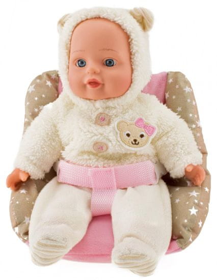 Teddies Panenka miminko v zimním oblečku měkké tělo v sedačce plast 30cm, 24m+