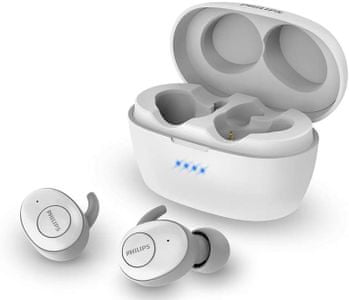 philips shb2505 sluchátka true wireless háčky pro fixaci v uších verze Bluetooth 5.0 bezdrátová výdrž 5 h nabíjecí pouzdro 20 h handsfree mikrofon multižánrový poslech
