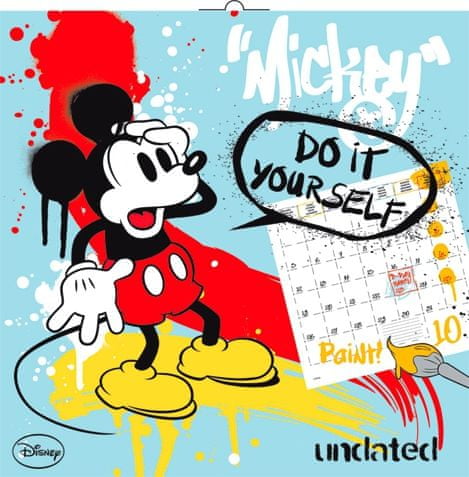 Grooters Poznámkový kalendář Mickey Mouse – DIY: omalovánkový kalendář, 30 x 30 cm