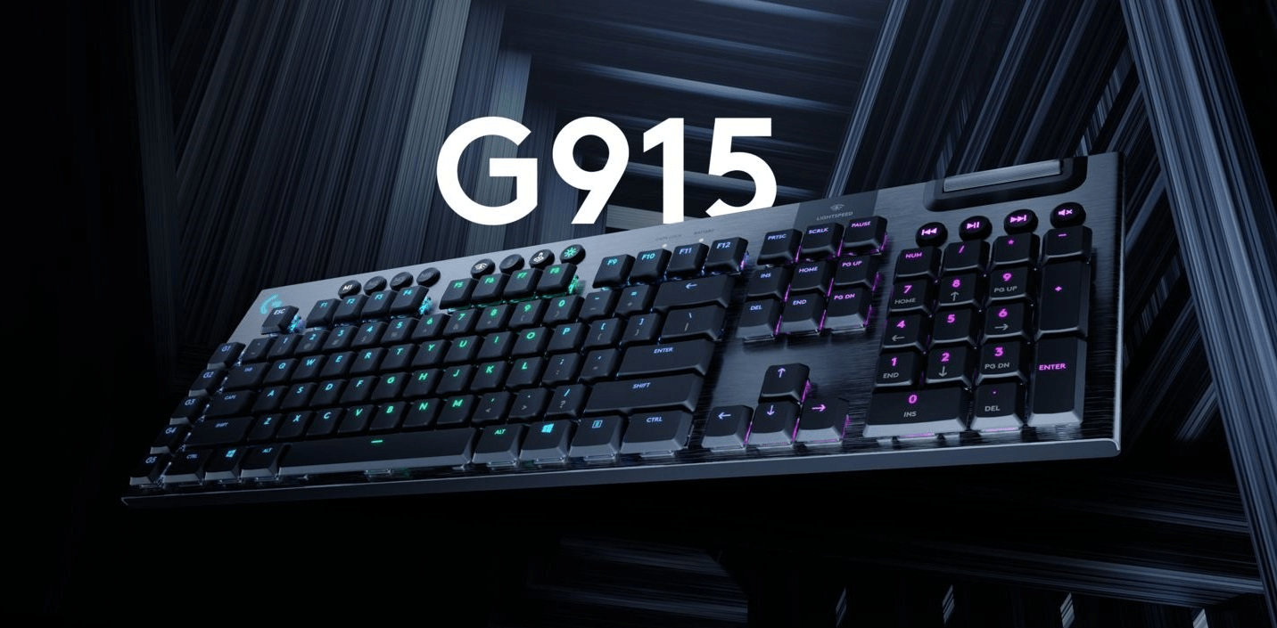 Herní klávesnice E- Logitech G915 Lightspeed, GL Tactile, US (920-008910) vícebarevné podsvícení RGB hmatové spínače