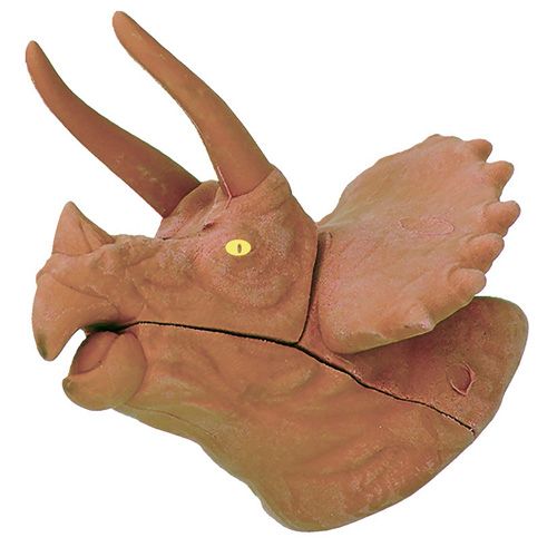 Dino World Gumovací pryž ASST, Hnědý Triceratops, 3D puzzle