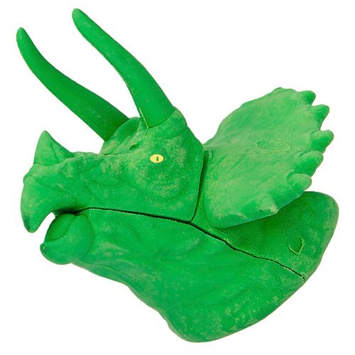 Dino World Gumovací pryž ASST, Zelený Triceratops, 3D puzzle