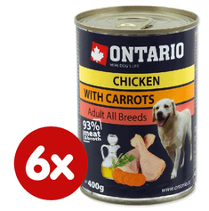 Ontario konzerva kuřecí, karotka a lososový olej 6 x 400g