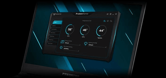 Herný notebook Acer Predator Helios 300 konfigurácia profilov sledovanie stavu systému softvérový nástroj PredatorSense
