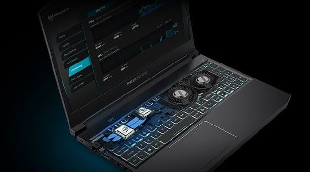 herný notebook Acer Predator Triton 300 (NH.Q6DEC.002), ventilátory AeroBlade 3D