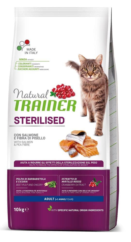 Levně TRAINER Natural Cat STERILISED losos 10 kg