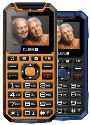Cube1 S400 Senior, odolný, mobil pro seniory, Dual SIM, velká tlačítka, nabíjecí stojánek, velmi dlouhá výdrž, přehledný displej, FM rádio