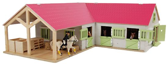 Mikro hračky Stáj pro koně dřevěná 68 x 77 x 27 cm