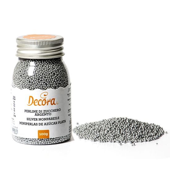 Decora Cukrové zdobení mini perličky 1,5mm stříbrné 100g