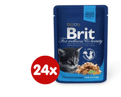 Brit Premium Cat Pouches Chicken Chunks for Kitten 24 x 100g