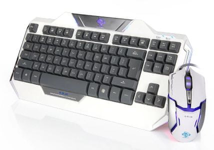 E-Blue Set Auroza, bílý, US EKM811WHUS-IU mechanická herní klávesnice podsvícení drátová nízký profil usb