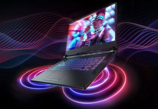 Herní notebook Asus ROG Strix 15,6 palce hlasitý zvuk vyladěný stereo reproduktory chytrý zesilovač Smart Amp