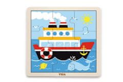 Viga Dřevěné puzzle 9 dílků - loď