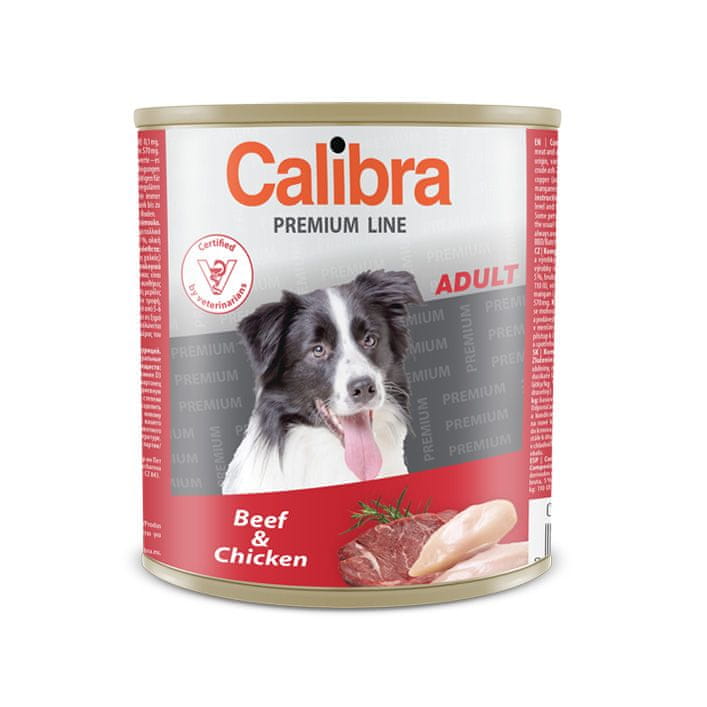 Levně Calibra Dog Premium Adult hovězí + kuře, 800g