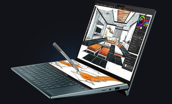 Notebook Asus ZenBook Duo dva displeje sekundární dotykový displej ScreenPad Plus