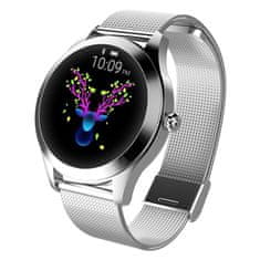 NEOGO SmartWatch Glam, dámské chytré hodinky, stříbrné/kovové