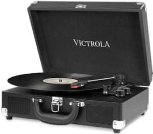 kufříkový retro gramofon Victrola VSC-550BT řemínkový pohon 3 rychlosti otáček 33 45 78  RCA výstup sluchátkový výstup bluetooth