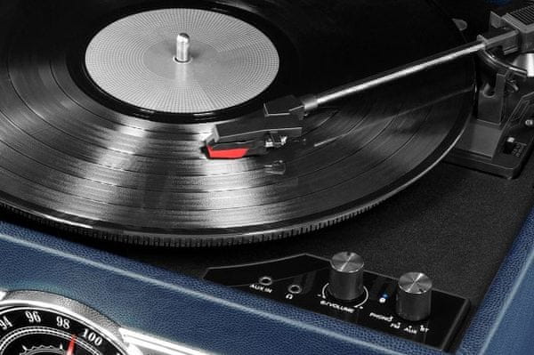 elegantný retro gramofón Victrola VTA-810B FM rádio 3 rýchlosti otáčok 33 45 78 RCA výstup slúchadlový výstup bluetooth