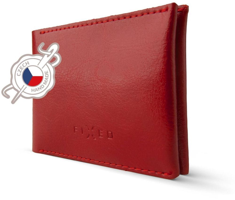 FIXED Kožená peněženka Smile Wallet se smart trackerem Smile s motion senzorem, červená